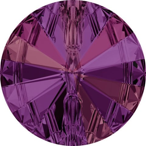 Swarovski 3015 Düğme 12mm Crystal Volcano (001VOL) F - Mor Efektli Yuvarlak Kristal Düğme
