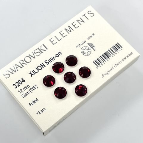 3204 12mm Siam (208) - Koyu Kırmızı Yuvarlak Dikme Taş