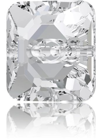 Swarovski 3017 Düğme 12mm Crystal (001M) M-Foyalı - Kare Beyaz Ortadan  Dikilebilir Düğme