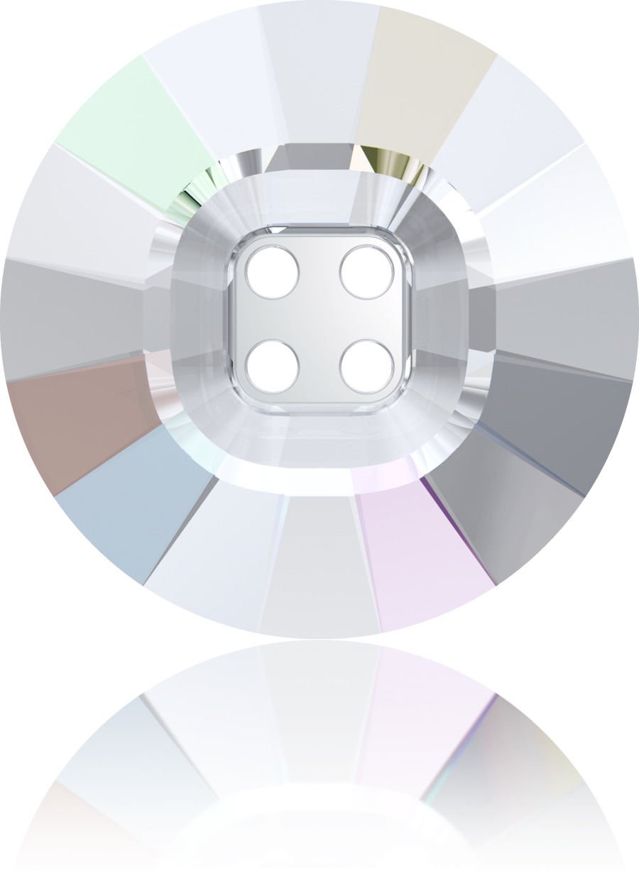 Swarovski 3018 Düğme 14mm Crystal Aurore Boreale (001AB) Foyasız - Janjan Renkli Ortadan Dikilebilir Düğme