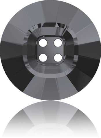 Swarovski 3018 Düğme 14mm Crystal Silver Night (001SINI) Foyasız - Füme Renkli Ortadan Dikilebilir Düğme