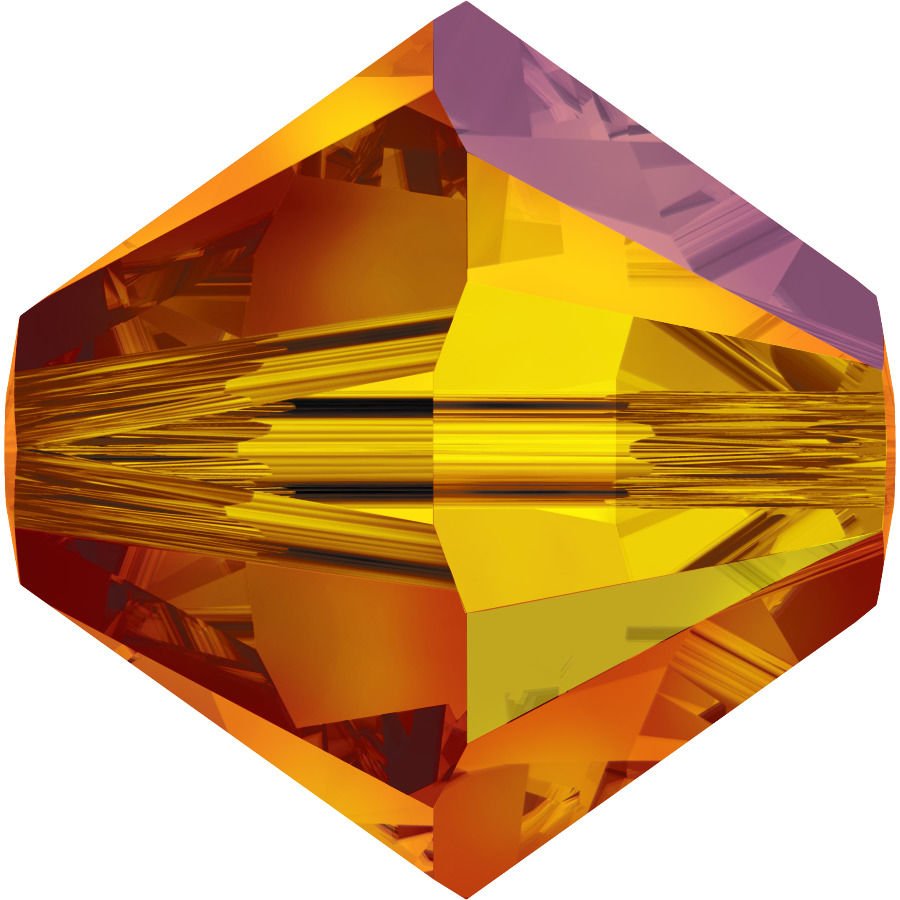 Swarovski 5328 Bicone Boncuk 5mm Fireopal AB (237AB) - Turuncu Kırmızı Karışık Renkli Kesme Boncuk
