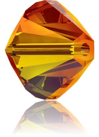 Swarovski 5328 Bicone Boncuk 5mm Fireopal AB (237AB) - Turuncu Kırmızı Karışık Renkli Kesme Boncuk