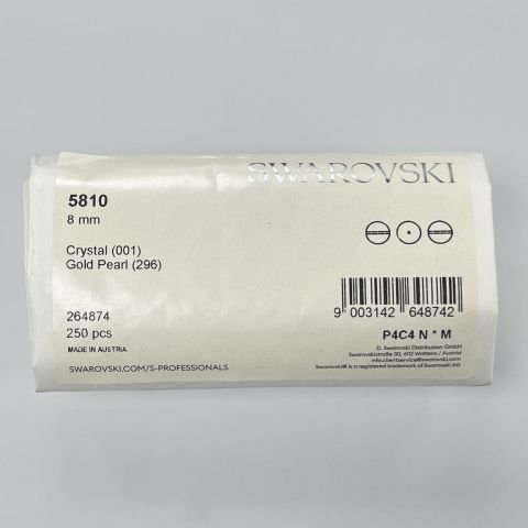 Swarovski 5810 İnci 8mm Crystal Gold Pearl (001 296) - Altın Renkli Kristal İnci Boncuk