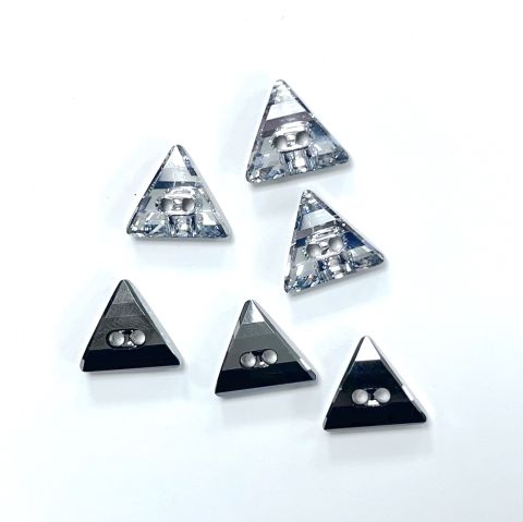 3038 10mm Crystal (001) - Üçgen Şekilli Metalik Foyalı Beyaz Düğme