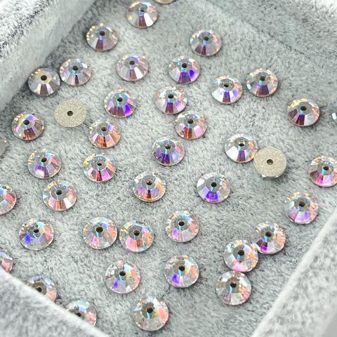 Swarovski 3128 Lochrosen 4mm Crystal Aurora Boreale (001AB) F - Janjan Tek Delikli Dikme Taş