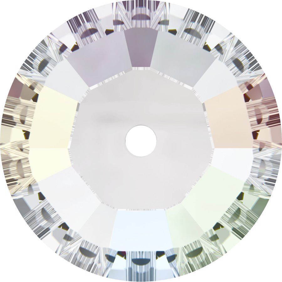 Swarovski 3128 Lochrosen 6mm Crystal Aurora Boreale (001AB) F - Janjan Tek Delikli Dikme Taş