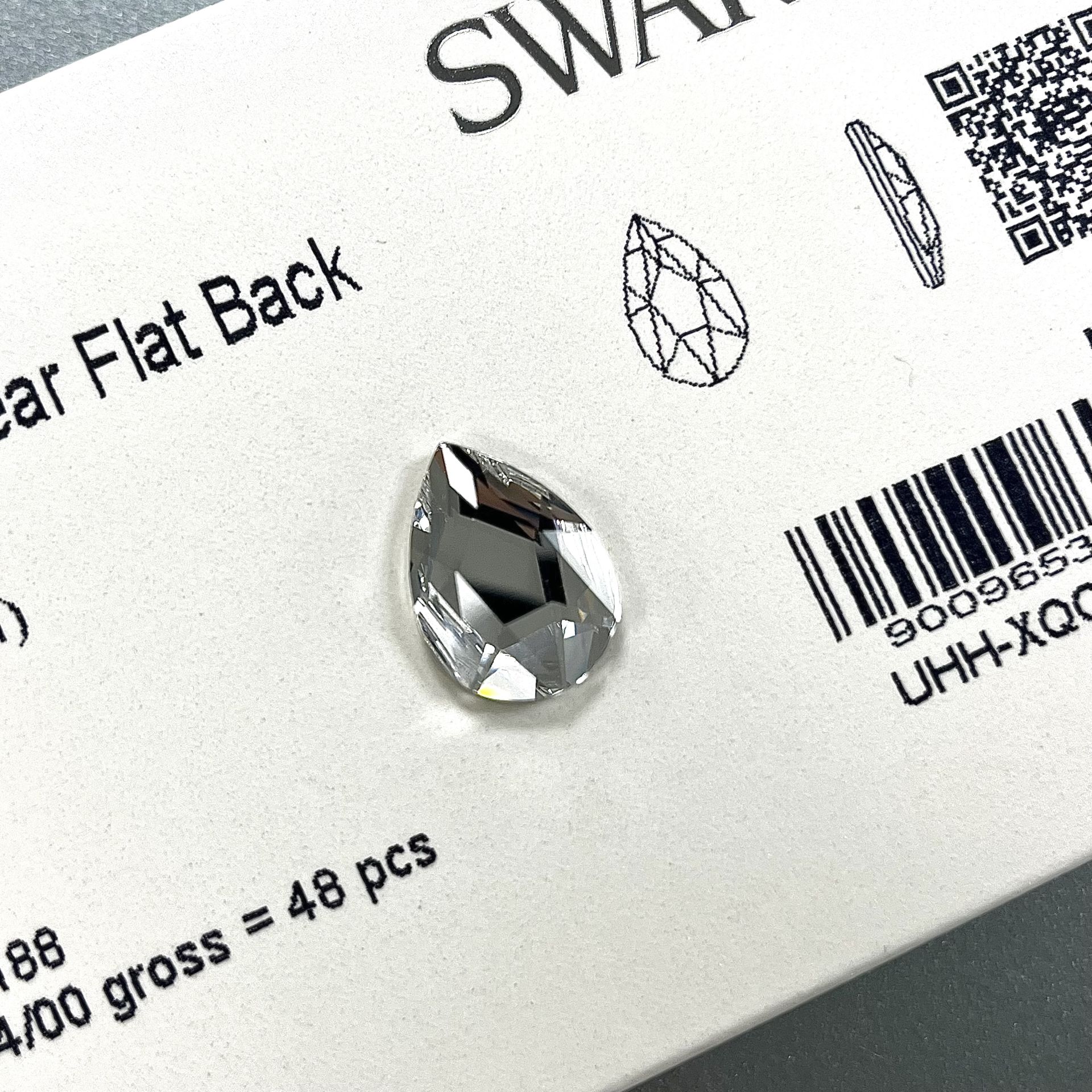 2303 18x13mm Crystal (001) Foyalı - Damla Şekilli Altı Düz Beyaz Kristal Taş