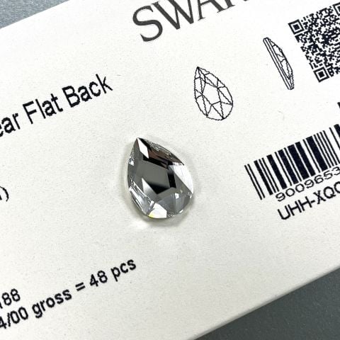 2303 18x13mm Crystal (001) Foiled - Drop Shaped Flat Bottom White Crystal Stone