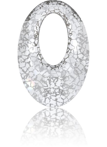 6040 40mm Crystal Silver Patina (001SILPA) - Siyah Benekli Şeffaf Helios Kolye Ucu