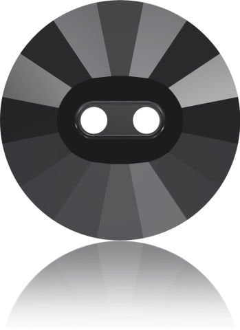 3019 14mm Jet Hematite (280HEM) - Round Rivoli Two-Hole Metallic Black Button