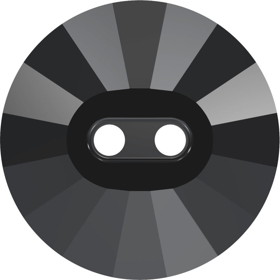 3019 14mm Jet Hematite (280HEM) - Rivoli Kesim Yuvarlak İki Delikli Metalik Siyah Düğme