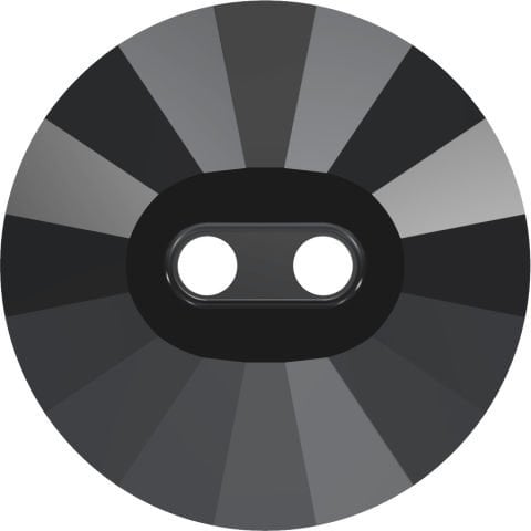 3019 14mm Jet Hematite (280HEM) - Round Rivoli Two-Hole Metallic Black Button