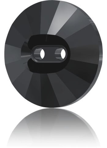 3019 14mm Jet Hematite (280HEM) - Round Rivoli Two-Hole Metallic Black Button