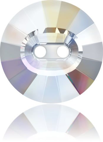 3019 14mm Crystal AB (001AB) Unfoiled - Round Rivoli Two Hole Janjan Button