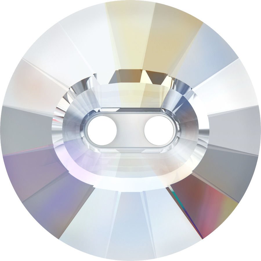 3019 14mm Crystal AB (001AB) Unfoiled - Round Rivoli Two Hole Janjan Button