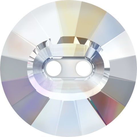 3019 14mm Crystal AB (001AB) Unfoiled - Round Rivoli Two Hole Janjan Button