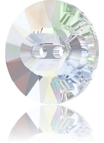 3019 14mm Crystal AB (001AB) Unfoiled - Round Rivoli Two Hole Janjan Button