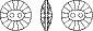 3019 14mm Crystal AB (001AB) Unfoiled - Round Rivoli Two Hole Janjan Button