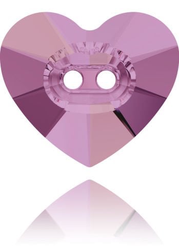 Swarovski 3023 Düğme 12mm Crystal Lilac Shadow (001LISH) - Pembe Kalp Şekilli Ortadan Dikilebilir Düğme