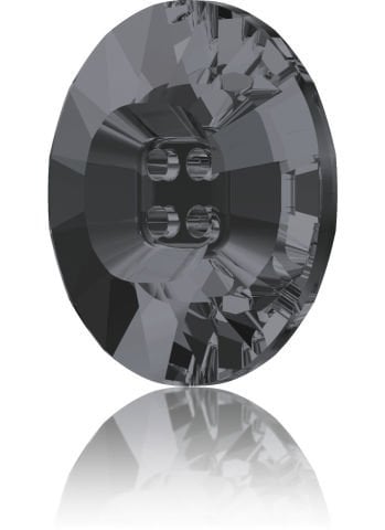 Swarovski 3018 Düğme 23mm Crystal Silver Night (001SINI) Foyasız - Füme Renkli Ortadan Dikilebilir Düğme