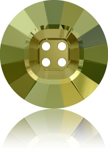 Swarovski 3018 Düğme 14mm Crystal Irdescent Green (001IRIG) Foyasız - Yeşil Renkli Ortadan Dikilebilir Düğme