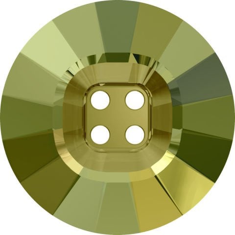 Swarovski 3018 Düğme 14mm Crystal Irdescent Green (001IRIG) Foyasız - Yeşil Renkli Ortadan Dikilebilir Düğme