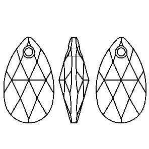 6106 22mm Crystal AB (001AB) - Damla Şekilli Tek Delikli Janjan Kolye Ucu