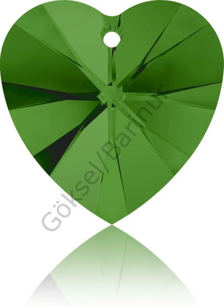 6228 14mm Fern Green (291) - Yeşil Kristal Kalp Kolye Ucu