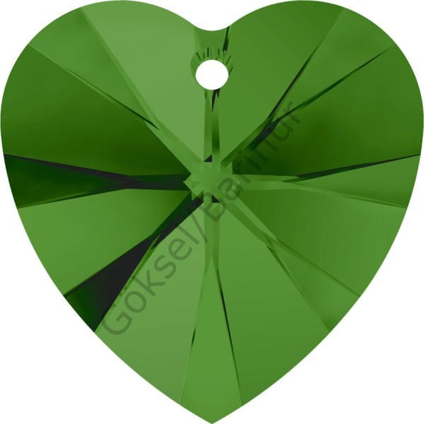 6228 14mm Fern Green (291) - Green Crystal Heart Pendant