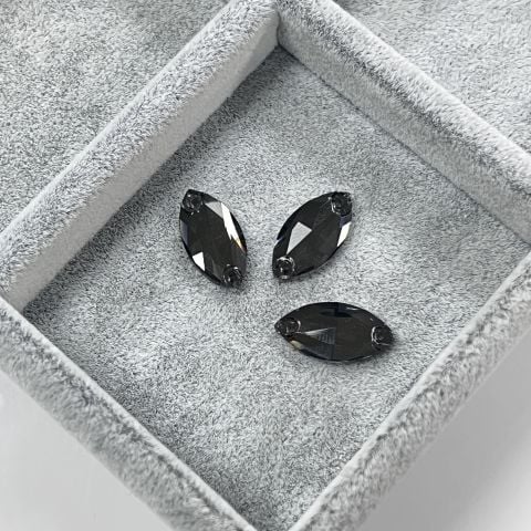 Mekik Şekilli 18x9mm Dikme Cam Taş Silver Night - Füme Renkli