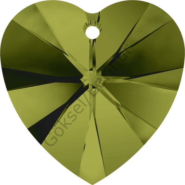 6228 14mm Olivine (228) - Olive Green Heart Pendant
