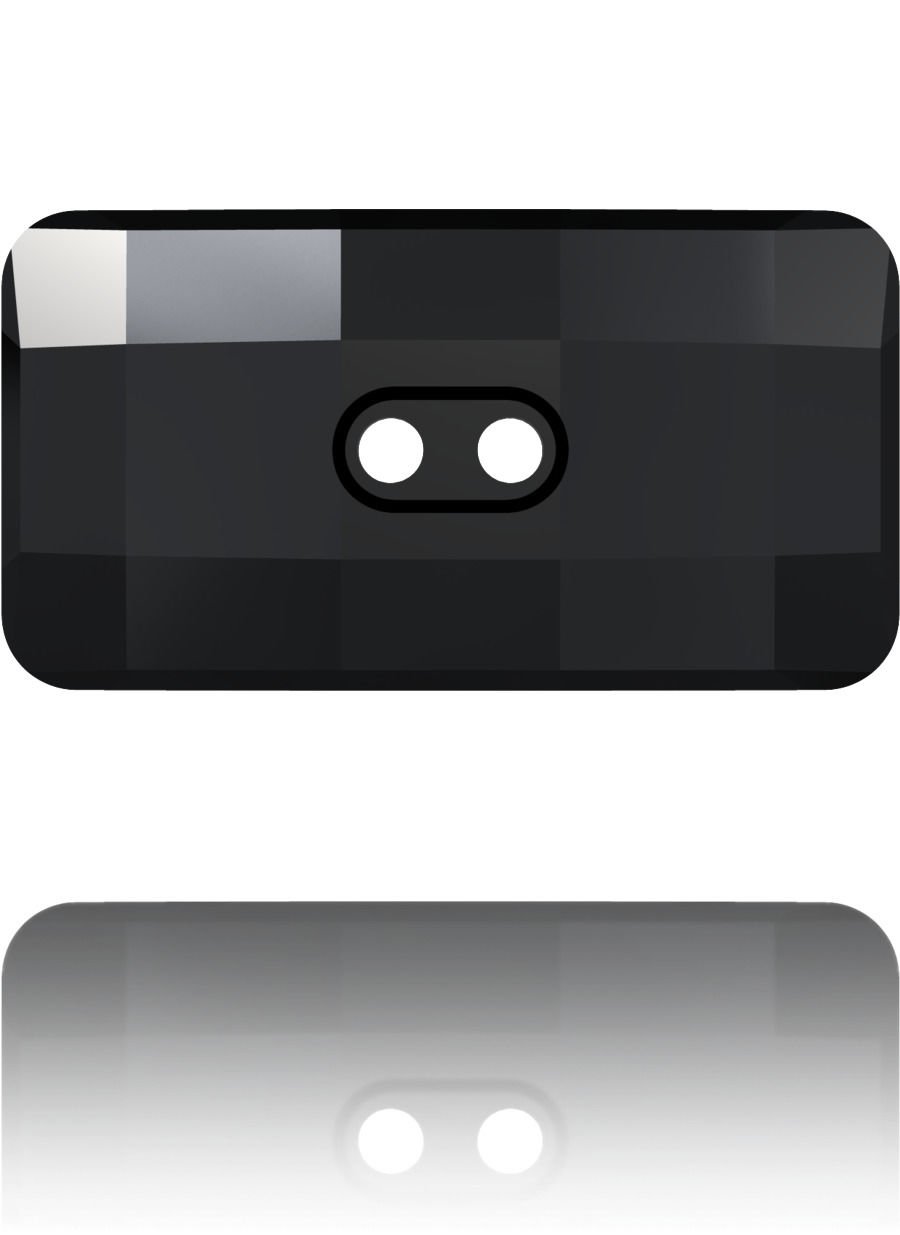 Swarovski 3093 Düğme 30x16mm Jet (280) Foyasız - Siyah Dikdörtgen Şekilli İki Delikli Kristal Düğme