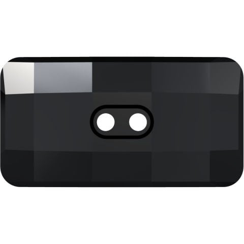 Swarovski 3093 Düğme 30x16mm Jet (280) Foyasız - Siyah Dikdörtgen Şekilli İki Delikli Kristal Düğme