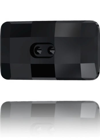 Swarovski 3093 Düğme 30x16mm Jet (280) Foyasız - Siyah Dikdörtgen Şekilli İki Delikli Kristal Düğme