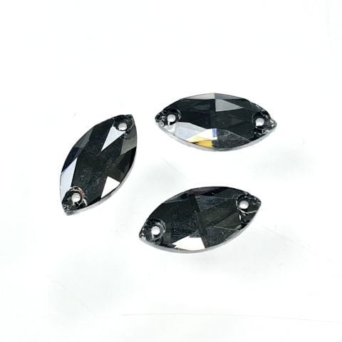 Mekik Şekilli 18x9mm Dikilebilir Black Diamond Cam Taş - Füme Dikme Taş