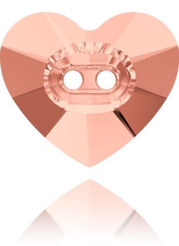 3023 14x12mm Heart Crystal Button - Rose Peach - 12 Pieces
