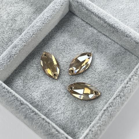 Mekik Şekilli 18x9mm Dikilebilir Light Colorado Topaz Cam Taş - Açık Kahverengi Dikme Taş