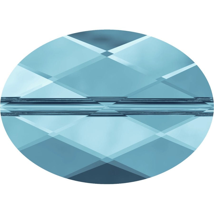 Swarovski 5050 Oval Boncuk 14x10mm Aquamarine (202) - Mavi Renkli Boncuk
