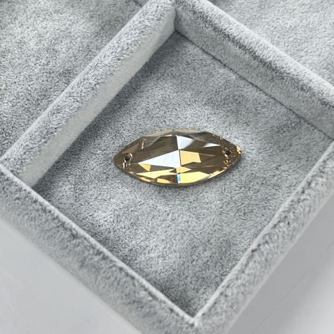 Mekik Şekilli 32x15mm Dikilebilir Light Colorado Topaz Cam Taş - Açık Kahverengi Dikme Taş