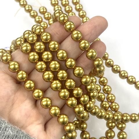 Swarovski 5810 İnci 8mm Crystal Royal Gold Pearl (001 2034) - Doygun Altın Renkte Kristal İnci Boncuk