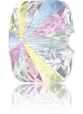 Swarovski 3009 Düğme 14mm Crystal AB (001AB) Foyalı - Kare Janjan Alttan Dikilebilir Düğme
