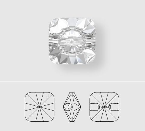 3009 14mm Crystal AB (001AB) Foyalı - Kare Janjan Alttan Dikilebilir Düğme