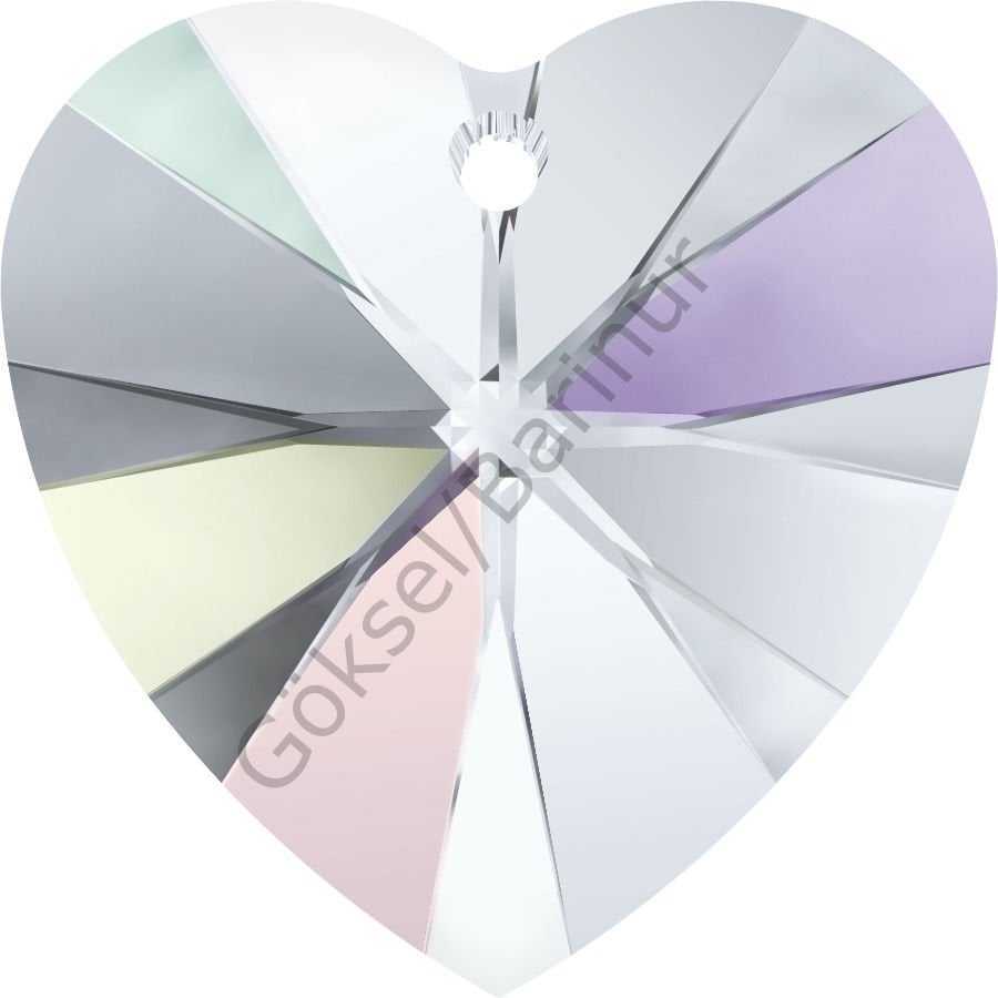 Swarovski 6228 Kalp 10mm Crystal Aurora Boreale (001AB) - Janjan Kolye Ucu