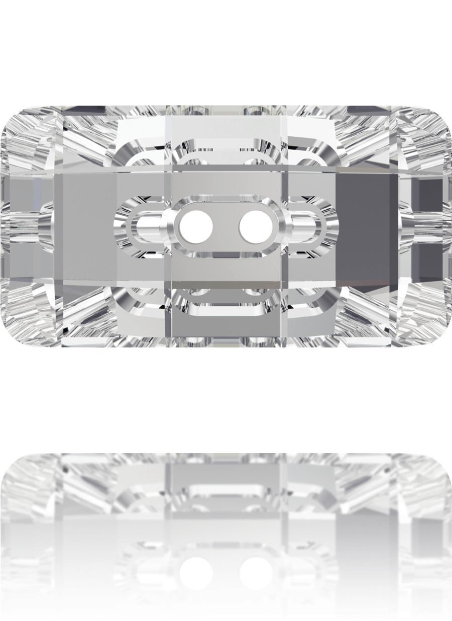 Swarovski 3093 Düğme 30x16mm Crystal (001) F - Beyaz Dikdörtgen Şekli İki Delikli Kristal Düğme