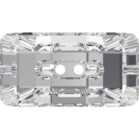 Swarovski 3093 Düğme 30x16mm Crystal (001) F - Beyaz Dikdörtgen Şekli İki Delikli Kristal Düğme
