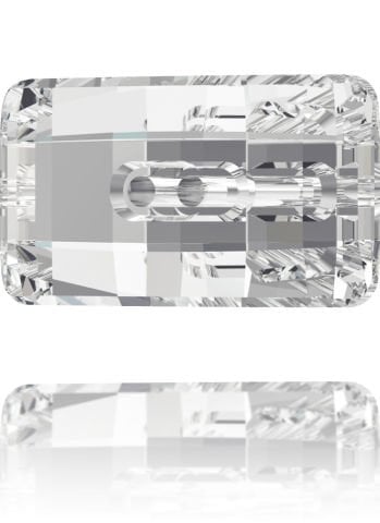 Swarovski 3093 Düğme 30x16mm Crystal (001) F - Beyaz Dikdörtgen Şekli İki Delikli Kristal Düğme