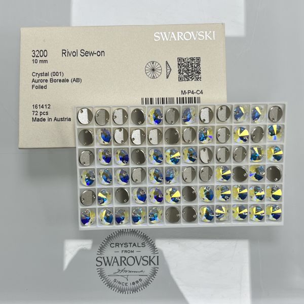 3200 8mm Crystal AB (001AB) Foiled - Foyalı Yuvarlak İki Delikli Dikme Taş - 12-72-144 Adetlik Paketler