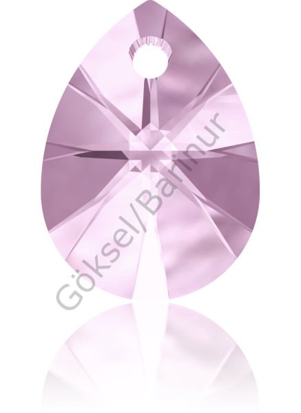6128 10mm Rosaline (508) - Toz Pembe Işıltılı Armut Kolye Küpe Ucu