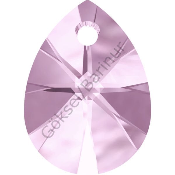 6128 10mm Rosaline (508) - Toz Pembe Işıltılı Armut Kolye Küpe Ucu